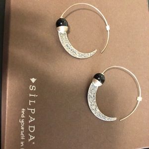 Silpada sterling silver black onyx hoop earrings